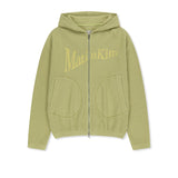 MATIN LOGO WAFFLE HOODY ZIP UP IN LIME