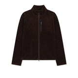 STRIPED VELOUR ZIP UP IN BROWN