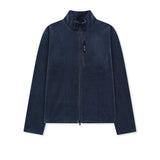STRIPED VELOUR ZIP UP IN NAVY