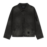 WASHED RIB DENIM ZIP UP JUMPER FOR MEN IN DARK GREY