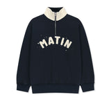 APPLIQUE LOGO COLLAR QUARTER ZIP UP IN NAVY