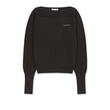 BOAT NECK VOLUME SLEEVE KNIT PULLOVER IN BROWN