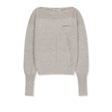BOAT NECK VOLUME SLEEVE KNIT PULLOVER IN LIGHT BEIGE