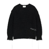 LOOSE FIT HAIRY KNIT PULLOVER IN BLACK