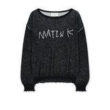 MATIN DUAL TONE KNIT PULLOVER IN BLACK