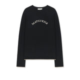 MATIN SLEEVE GRAPHIC SHEER KNIT PULLOVER IN BLACK