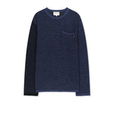 MULTI STRIPE ALPACA BLENDED KNIT PULLOVER IN BLUE