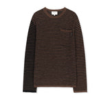 MULTI STRIPE ALPACA BLENDED KNIT PULLOVER IN BROWN