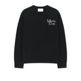 GRID LOGO CASHMERE BLENDED KNIT PULLOVER IN BLACK