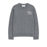 GRID LOGO CASHMERE BLENDED KNIT PULLOVER IN GREY