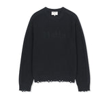 WAFFLE TEXTURE LOGO KNIT PULLOVER FOR MEN IN DARK GREY