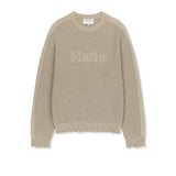 WAFFLE TEXTURE LOGO KNIT PULLOVER FOR MEN IN LIGHT BEIGE