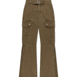 MULTI HOOK BOOTCUT CARGO PANTS IN KHAKI