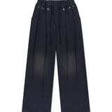 SNAP TUCK WASHED SWEATPANTS IN NAVY
