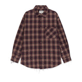 PAINT EFFECT FLANNEL CHECK SHIRT IN INDIAN PINK
