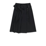 RAW EDGE FLAP BELTED SKIRT IN BLACK