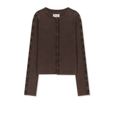 WASHED RIB BUTTON DETAIL TOP IN BROWN