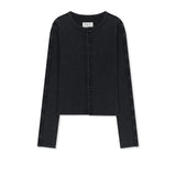 WASHED RIB BUTTON DETAIL TOP IN CHARCOAL