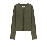 WASHED RIB BUTTON DETAIL TOP IN KHAKI