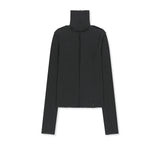 RAW CUT HIGH NECK TOP IN CHARCOAL