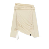 ASYMMETRIC SIDE SHIRRING TOP IN LIGHT BEIGE