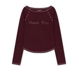 LOGO APPLIQUE BUTTON DETAIL RAGLAN TOP IN WINE