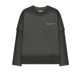 DUST WASHED LOGO LAYERED TOP IN CHARCOAL