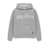 WAFFLE APPLIQUE LOGO HOOD TOP IN GREY