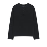 MATIN WASHED WAFFLE HENLEY NECK TOP FOR MEN IN CHARCOAL