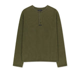 MATIN WASHED WAFFLE HENLEY NECK TOP FOR MEN IN KHAKI