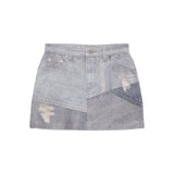 DENIM BLOCK PRINTED SKIRT IN SKY