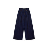 TUCK POINT WIDE DENIM PANTS IN NAVY