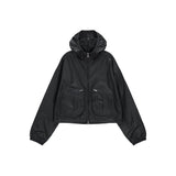 POCKET HOODY NYLON JUMPER IN CHARCOAL