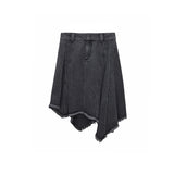 UNBALANCED DENIM SKIRT IN DARK GREY