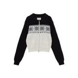 MATIN SNOWFLAKE KNIT ZIP UP IN BLACK