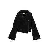 TWO WAY KNIT CARDIGAN JACKET IN BLACK