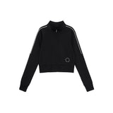 PIPING CROP TRACK JUMPER IN BLACK