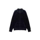 TWO TONE MIXED KNIT ZIP UP FOR MEN IN NAVY