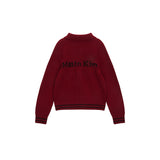 PUNCHING POINT LOGO KNIT CARDIGAN FOR WOMEN IN BURGUNDY