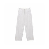 WAVY STITCH ZIPPER COTTON PANTS IN WHITE