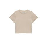 DOUBLE LINE LOGO CROP TOP IN BEIGE