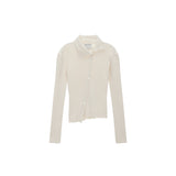 DIAGONAL BUTTON POINT SLIM CARDIGAN IN IVORY