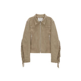 FRINGE SUEDE JACKET FOR WOMEN IN BEIGE