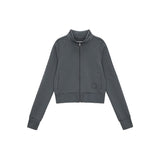 PIPING CROP TRACK JUMPER IN GREY