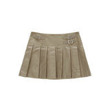 LOWRISE PLEATS MINI SKIRT IN BEIGE