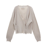 PINCHED TWO WAY KNIT ZIP CARDIGAN IN LIGHT GREY