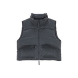 GLOSSY CROP DOWN VEST IN GREY