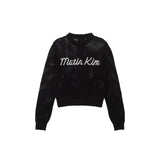 BACK LOGO JACQUARD KNIT ZIP UP FOR WOMEN IN BLACK