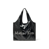 MATIN CRACKED LOGO GLOSSY ECOBAG IN STRONG BLACK