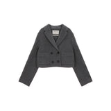 TAILORED DOUBLE CROP COAT IN CHARCOAL